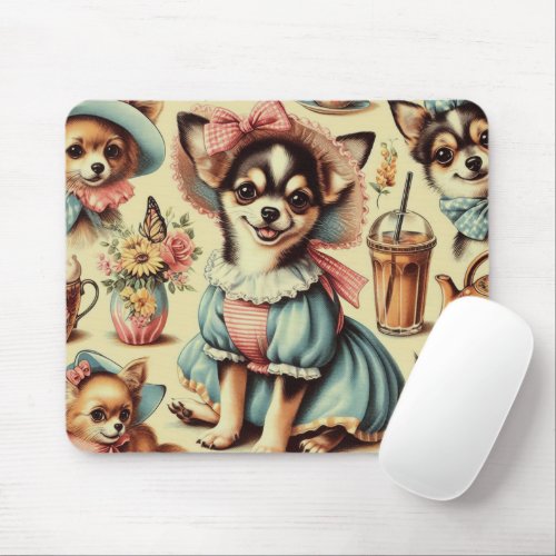 Cute Chihuahua Puppy Painting Mouse Pad