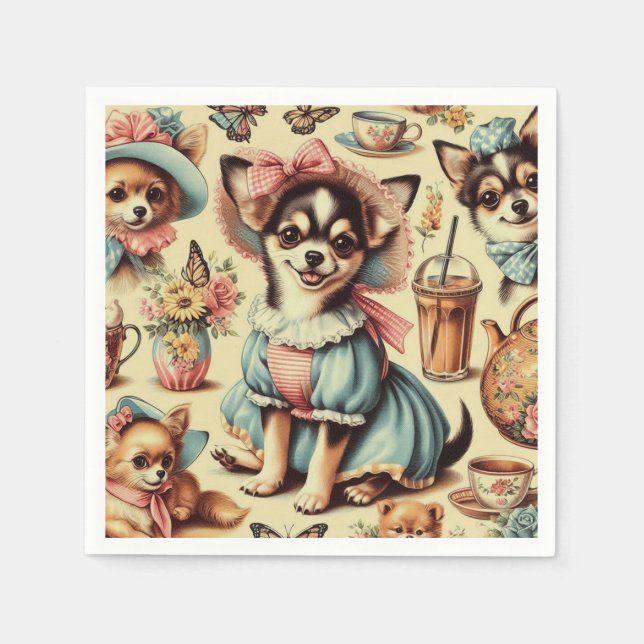 Cute Chihuahua Puppy Painting Napkins (Front)