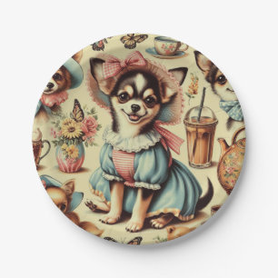 Cute Chihuahua Puppy Painting Paper Plates