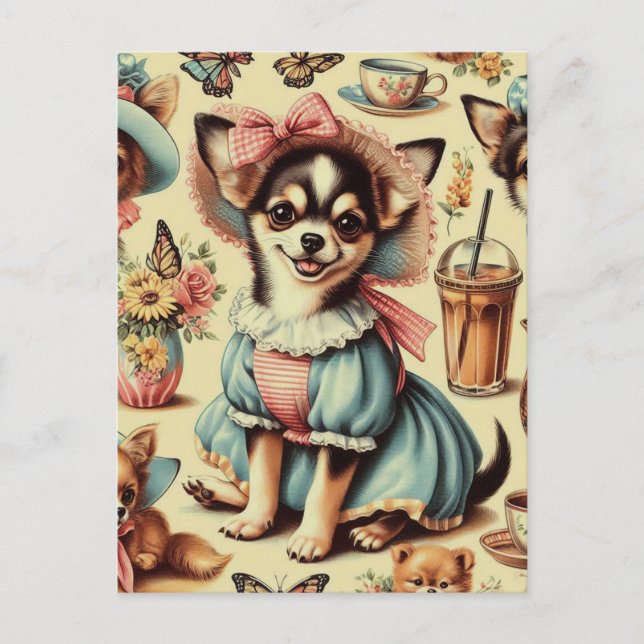 Cute Chihuahua Puppy Painting Postcard (Front)
