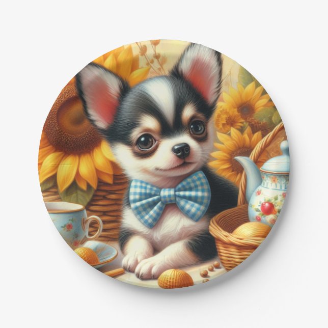 Cute Chihuahua Puppy Paper Plates (Front)