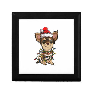 Cute Chihuahua Santa Christmas Tree Lights Xmas Do Gift Box