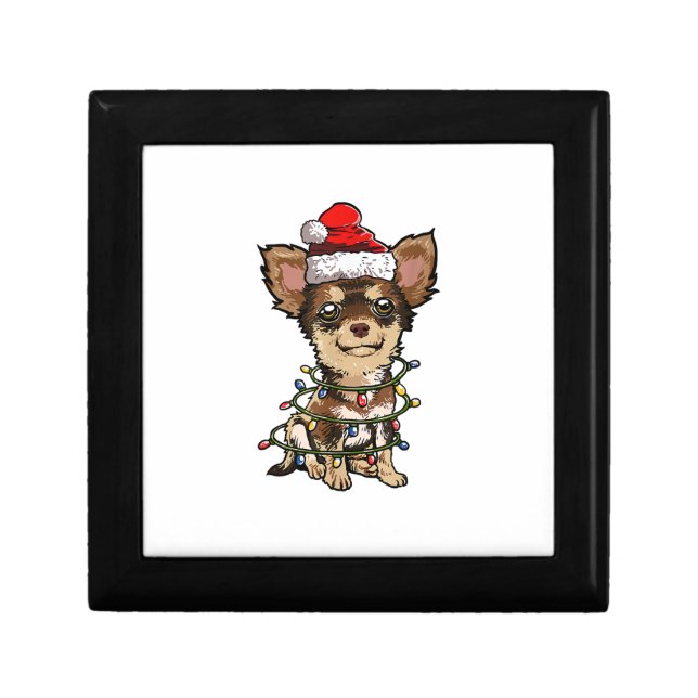 Cute Chihuahua Santa Christmas Tree Lights Xmas Do Gift Box (Front)