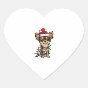 Cute Chihuahua Santa Christmas Tree Lights Xmas Do Heart Sticker