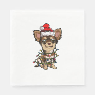 Cute Chihuahua Santa Christmas Tree Lights Xmas Do Napkins