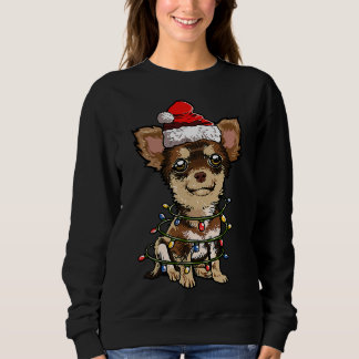 Cute Chihuahua Santa Christmas Tree Lights Xmas Do Sweatshirt