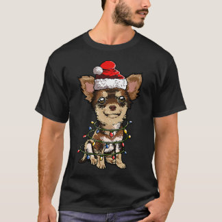 Cute Chihuahua Santa Christmas Tree Lights Xmas Do T-Shirt