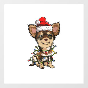 Cute Chihuahua Santa Christmas Tree Lights Xmas Do Wall Decal
