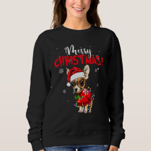 Cute Chihuahua Santa Hat Colorful Lights Merry Chr Sweatshirt