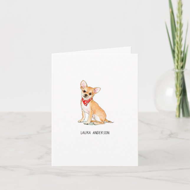 Cute Chihuahua watercolor Folded Thank You Card (Front)