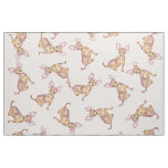Cute Chihuahua Watercolor Painted Pink Brown Fabric