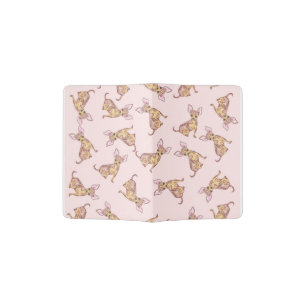 Cute Chihuahua Watercolor Painted Pink Brown Passport Holder