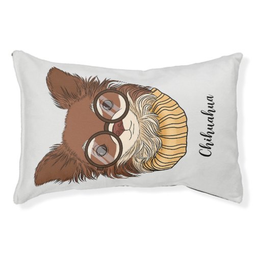 Cute chihuahua wearing glasses pet bed