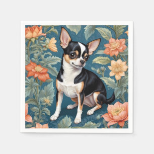 Cute Chihuahua William Morris Inspired Floral Napkins