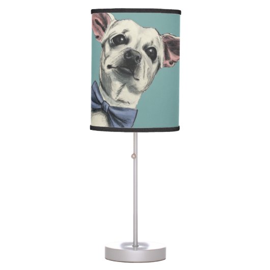 Cute Chihuahua with Bow Tie Drawing Table Lamp (Front)