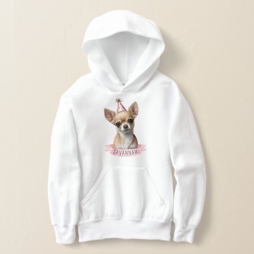 Cute Chihuahua with Pink Hat Name Sweet Dog Love H Hoodie