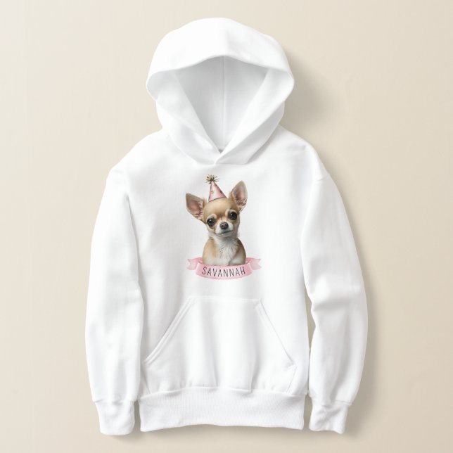 Cute Chihuahua with Pink Hat Name Sweet Dog Love H Hoodie (Laydown)