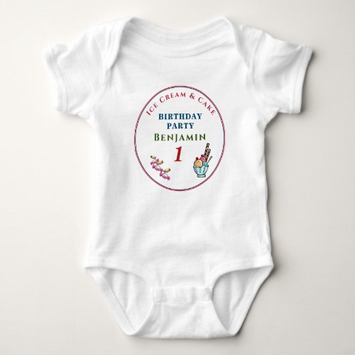 Cute Child Baby 1st Birthday Party Personalize Baby Bodysuit