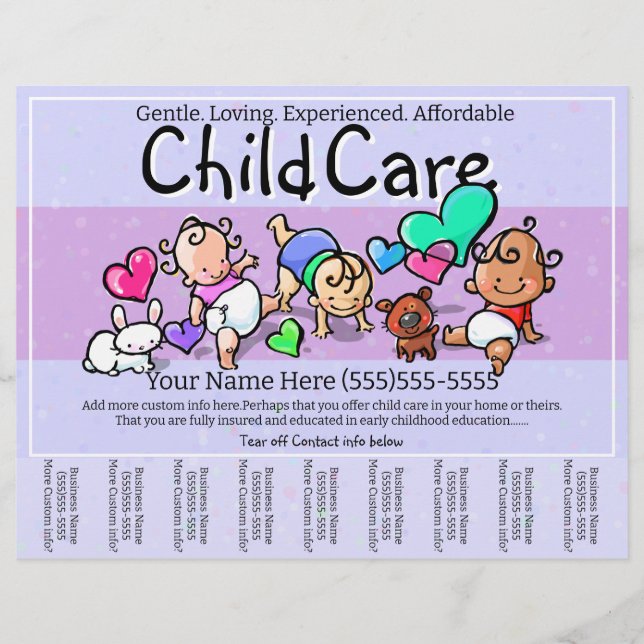 Cute Child Care Babysitting Day Care Tear Sheet (Front)