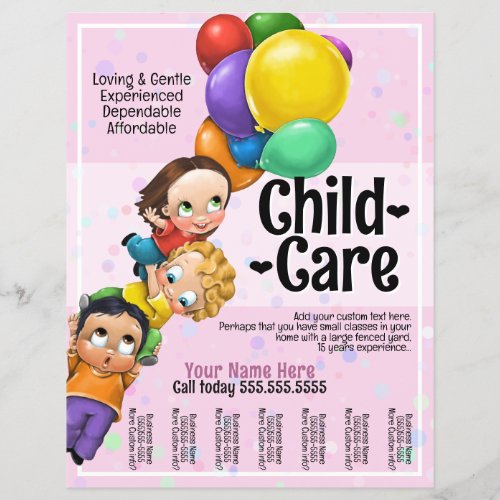 Cute Child Care Day Care 8x11 Balloons Tear Sheet