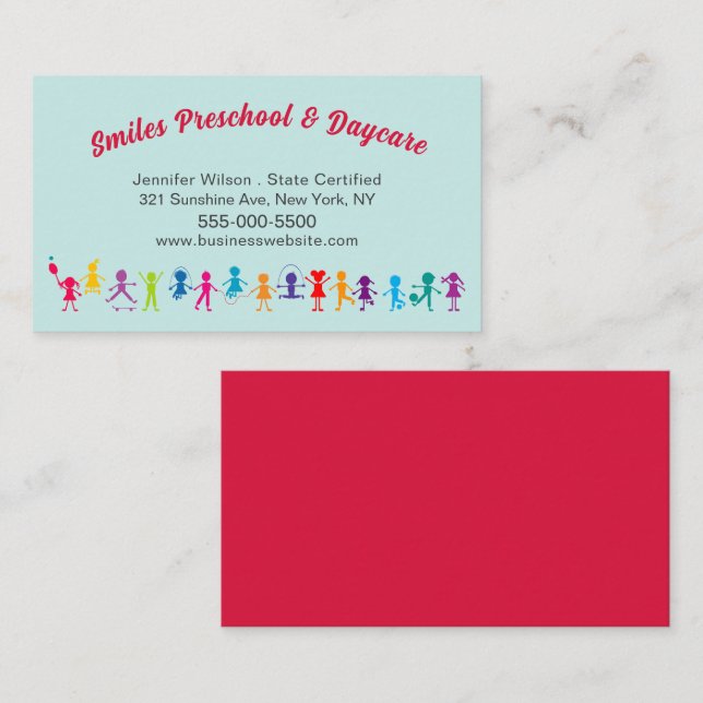 Cute Child Daycare Childcare Center Service Business Card (Front/Back)