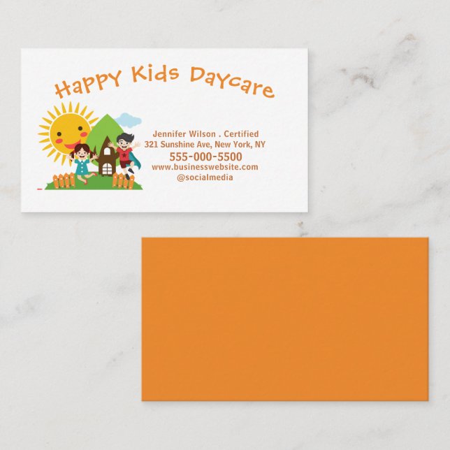 Cute Child Daycare Childcare Center Service Business Card (Front/Back)