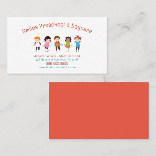 Cute Child Daycare Childcare Center Service Business Card (Front/Back)