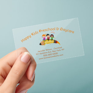 Cute Child Daycare Childcare Center Service Clear Business Cards
