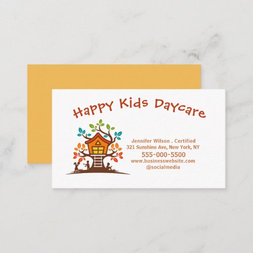 Cute Child Daycare Childcare Treehouse Business Card