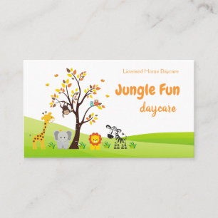 Cute Child Daycare Service Safari Animal Business Card