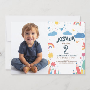 Cute Child Drawings Kids Birthday Party Invitation