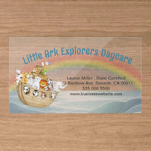 Cute Childcare Daycare Noah's Ark Clear Business Cards