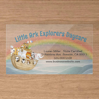 Cute Childcare Daycare Noah's Ark Clear Business Cards