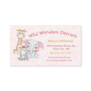Cute Childcare Daycare Safari Animals Business Card