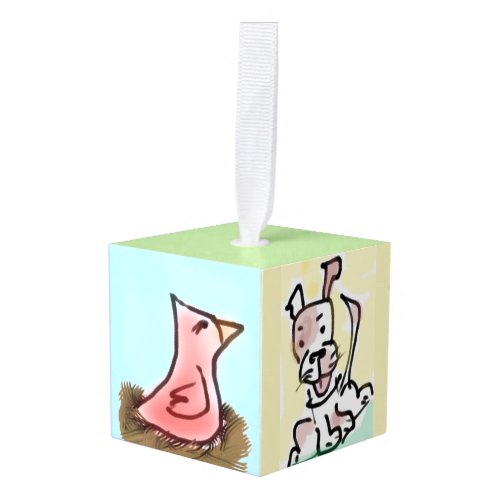 Cute Childish Cartoon Animals Keepsake Cube Ornament