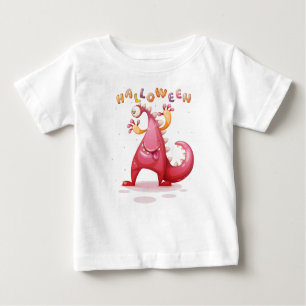 Cute Childish Dino Halloween Monster Toddler Baby T-Shirt