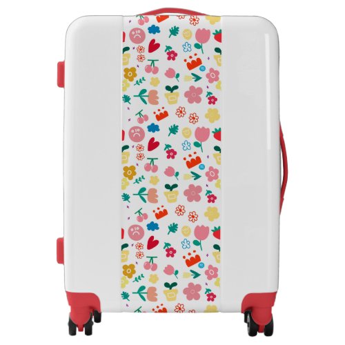 Cute Childish Flowers and Fruits Doodle Luggage