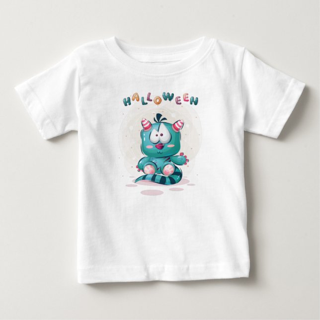 Cute Childish Halloween Monster Toddler  Baby T-Shirt (Front)