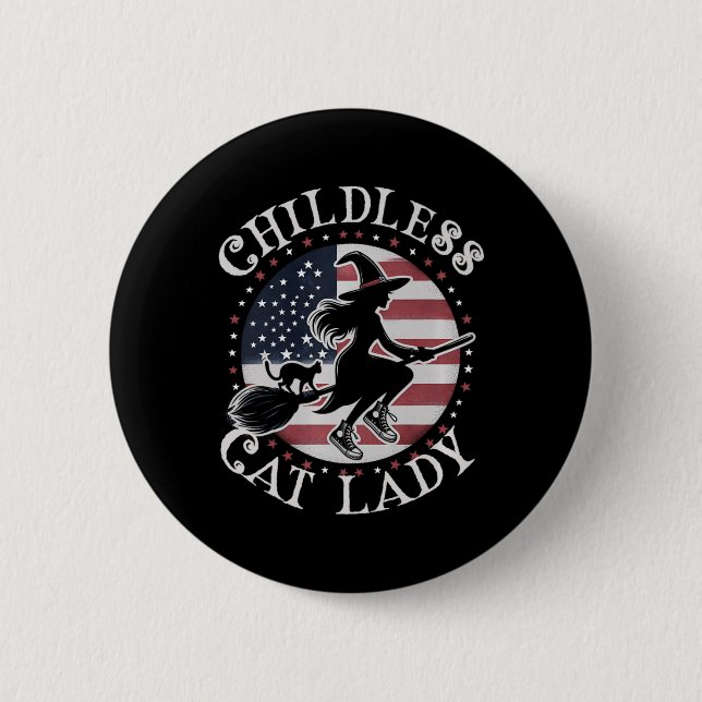Cute Childless Cat Lady Wicked Witches For Kamala  Button (Front)