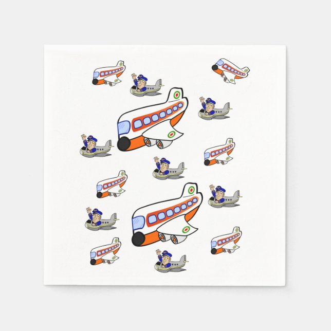 Cute Children Airplane Paper Napkin (Front)