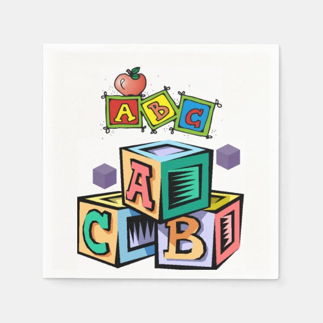 Cute Children Alphabet Numbers Paper Napkins (Front)