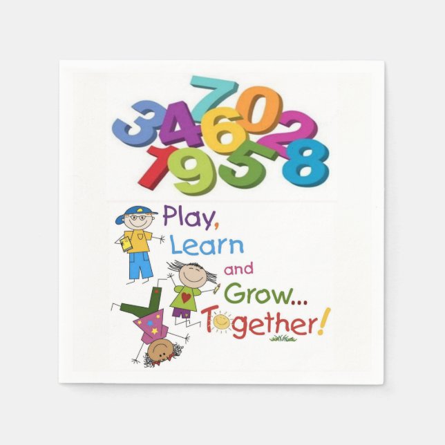 Cute Children Alphabet Numbers Paper Napkins (Front)