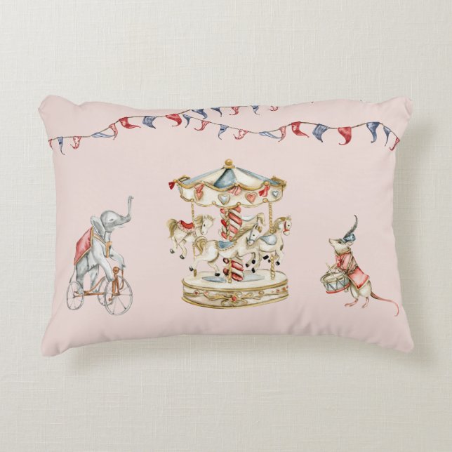Cute Children Circus Carnival Animals Pattern Accent Pillow (Front)