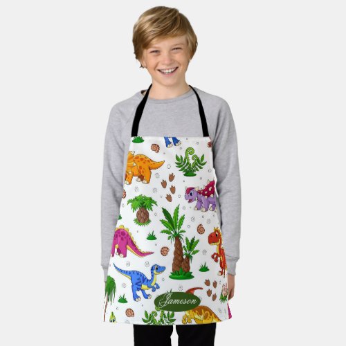 Cute Children Colorful Chef Baking Dinosaur Apron