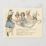 Cute Children Cutting Birthday Cake Party Postcard