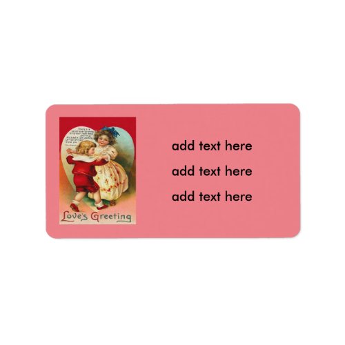 Cute Children Dancing Heart Poem Label