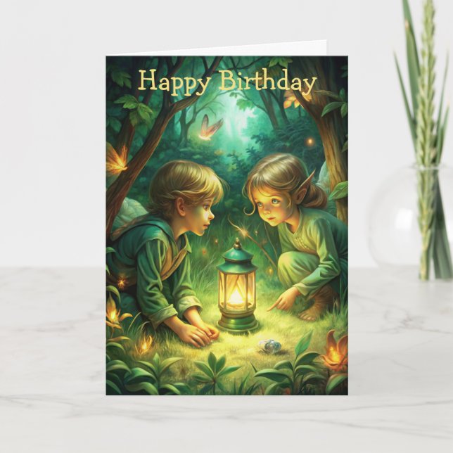 Cute Children in Forest Card (Front)