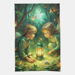 Cute Children in Forest Kitchen Towel