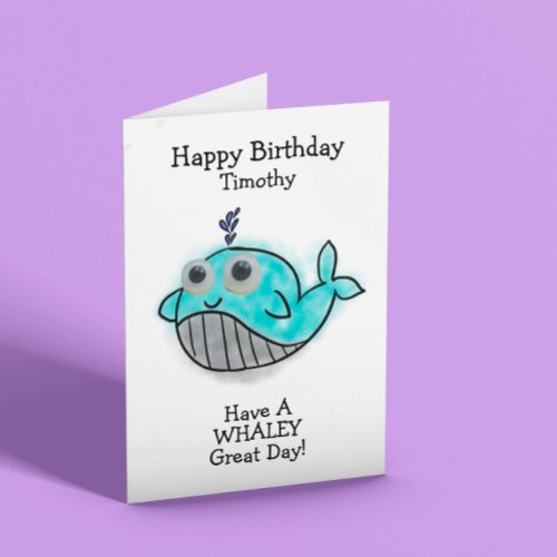 Cute Childrens Customisable Whale Birthday Card