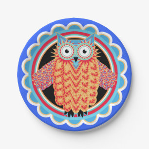 Cute Children's Birthday Party Owl Paper Plates